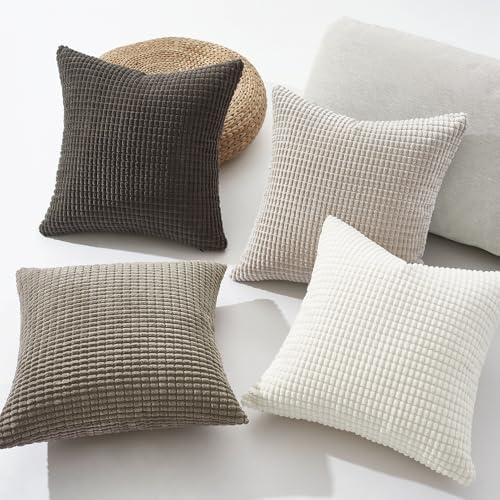 Topfinel Neutral Grey Pillow Covers Set of 4, Boho Sofa Throw Pillows Covers - Image 3