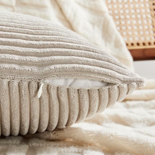 Fancy Homi 2 Packs Neutral Taupe Lumbar Decorative Throw Pillow Covers 12x24 - Image 3