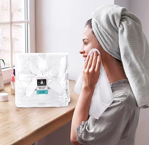Towel and Linen Mart 100% Cotton- Wash Cloth Set -Pack of 4,Quick Dry,Luxurious,Absorbent,Soft Feel Spa & Hotel Perfect for Daily Use (12X12 White) - Image 2