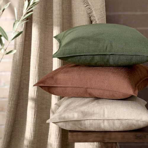 MIULEE Thick Textured Euro Sham Throw Pillow Covers 26x26 in Oatmeal Linen - Image 6