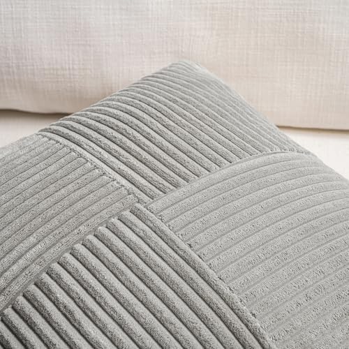 Fancy Homi 2 Packs Grey Lumbar Decorative Throw Pillow Covers 20x28 Inch - Image 3