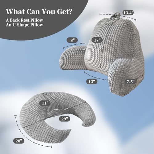 17" Reading Pillow for Bed, U Shaped Arm & Elbow Support - Image 3