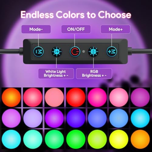 Bavcieu Sunset Lamp Projector Led Light with APP/Button,Multicolor Sunlight - Image 4