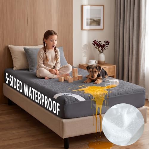 5-Sided Waterproof Mattress Protector, Noiseless Bedding Pad - Image 5