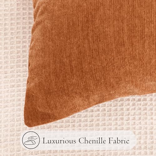 JoraLion Chenille Lumbar Pillow Covers 12X24 inch Dark Orange - Image 4