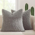 MIULEE Decorative Faux Fur Pillow Covers Sherpa 18x18 Gray by MIULEE