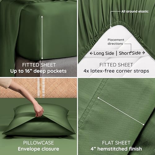 Bambaw 100% Viscose Derived from Bamboo Sheets King Size Set – 4pcs Cooling - Image 6
