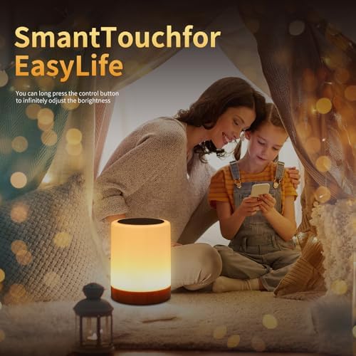 OORUN Touch Bedside Table Lamp,13 RGB Colors & 5 Brightness, USB Rechargeable Desk Lamp, Remote Control Dimmable Night Light with RGB Color Changing,Portable Lamp for Baby, Bedroom, Living Room - Image 5