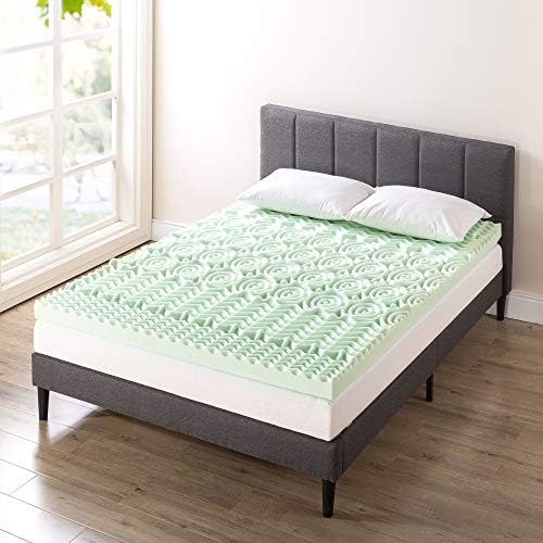 Mellow 4 Inch 5-Zone Memory Foam Mattress Topper, Calming Green Tea Infusion - Image 2