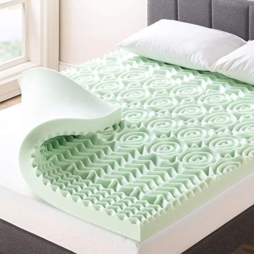 Mellow 4 Inch 5-Zone Memory Foam Mattress Topper, Calming Green Tea Infusion by MELLOW