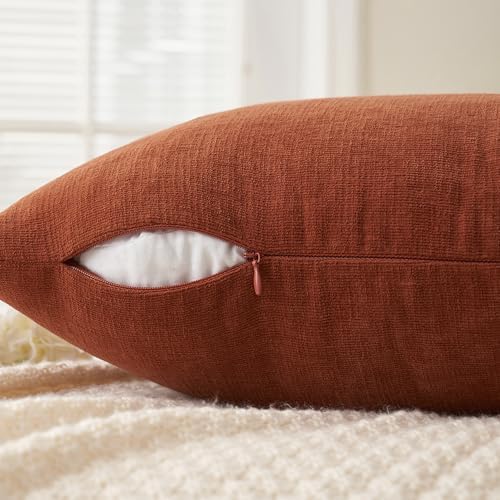 MIULEE Fall Rust Chenille Couch Euro Throw Pillow Covers - Image 3