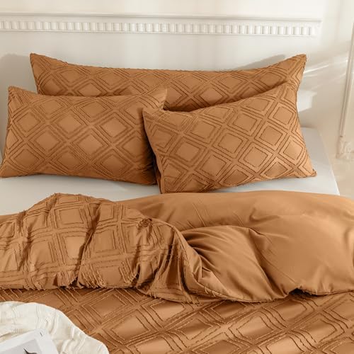 JELLYMONI Rust Grid Tufted Pillowcases King Size - Image 5