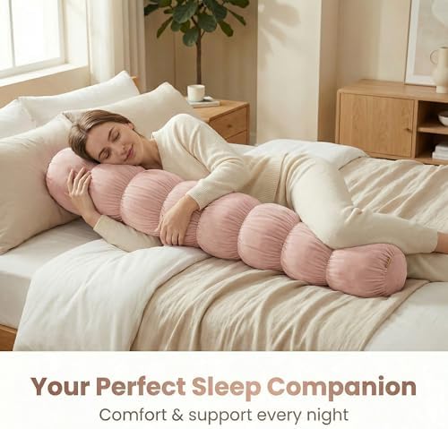 Pat. Pend. Small Body Pillow for Adults, 39 Inch, Soft Pastel Pink - Image 6