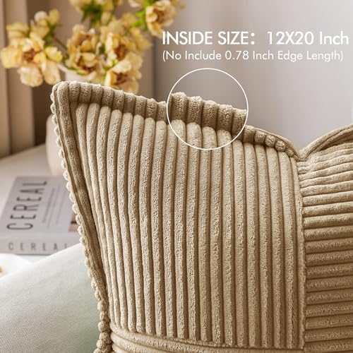 MIULEE Decorative Lumbar Throw Pillow Covers 12x20 Inch Khaki 2 Pack - Image 2