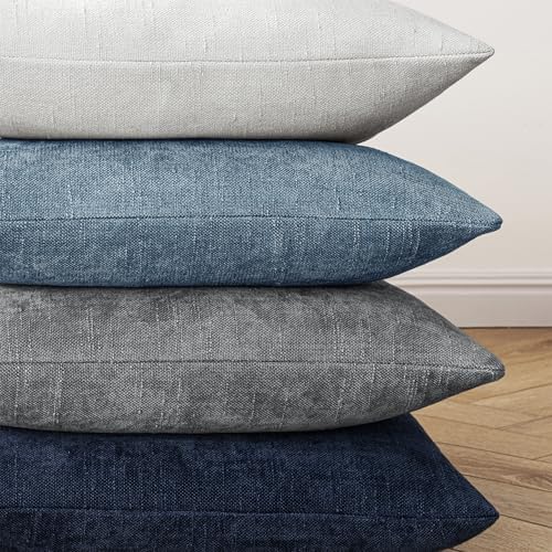 MIULEE Textured Chenille Throw Pillow Covers 20x20 Inch Dark Grey Blue - Image 4