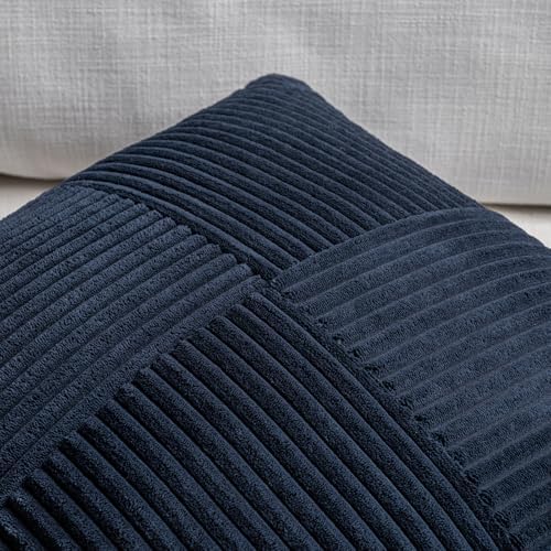 Fancy Homi 2 Packs Navy Blue Euro Decorative Throw Pillow Covers 26x26 Inch - Image 3