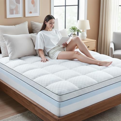 Twin Size Dual Layer 4 Inch Memory Foam Mattress Topper, 2 Inch Gel Memory Foam - Image 6