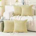 Set of 4 Pale Yellow Decorative Throw Pillow Covers 18x18 Inch Corduroy Pillow by Cozoomy