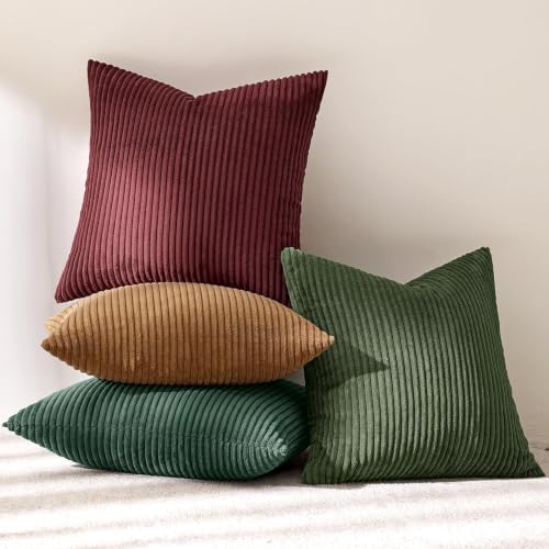 MIULEE Soft Corduroy Decorative Throw Pillow Covers Christmas Green 20x20 - Image 5