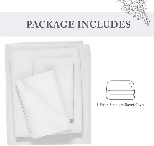 1000 Thread Count Queen Duvet Cover 100% Egyptian Cotton White Solid Long Staple Luxury Quality Sateen Weave Durable Soft Comfy Comforter Cover with Zipper Closure & Corner Ties