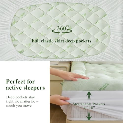 King Mattress Topper, Bamboo Viscose Thick Pillow Top Mattress Pad - Image 6
