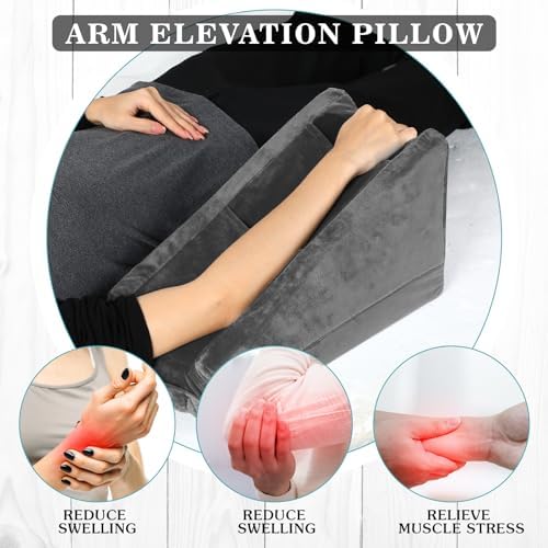 Buryeah Dark Gray Arm Elevation Pillow 2 Pocket, Plush Material - Image 4
