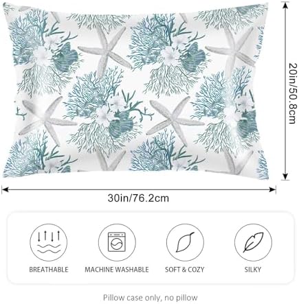 Silk Satin Pillowcase for Hair and Skin, Coastal Throw Pillow Cover Queen Size - Image 2