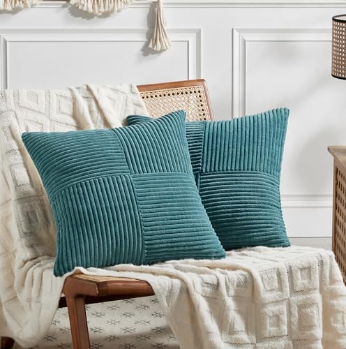Fancy Homi 2 Packs Teal Decorative Throw Pillow Covers 18x18 Inch by Fancy+Homi