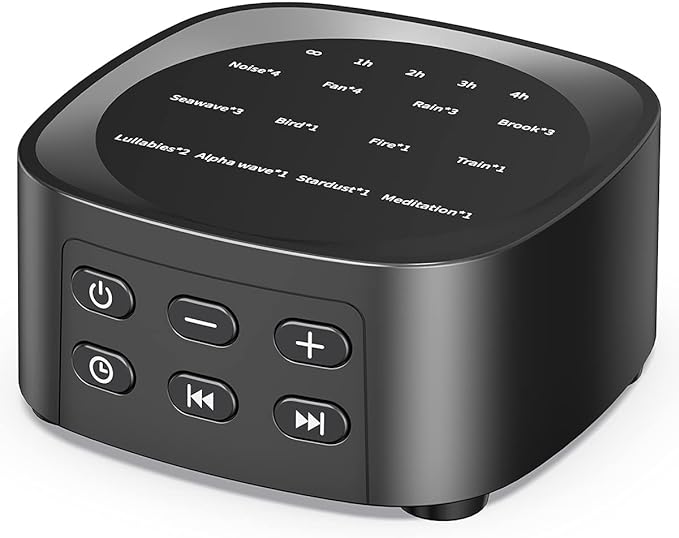 Sleepbox Sleep White Noise Sound Machines with 25 Soothing Sounds 36 Volume Levels 5 Timers Visible Sound Catalog Portable Size Memory Function for Home Office and Travel