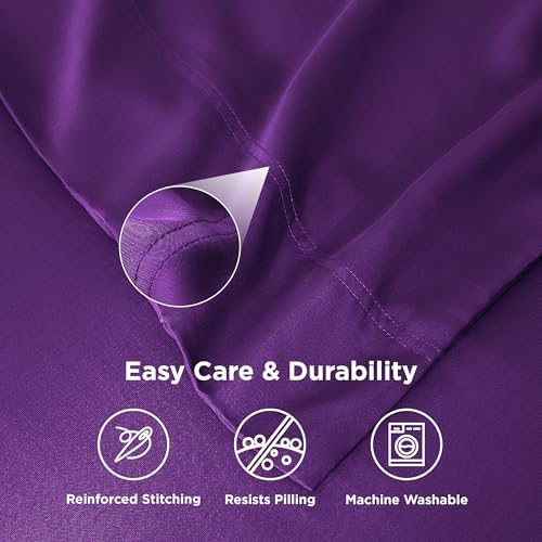 Bedsure Purple Pillow Cases Queen Set of 2, 100% Rayon Derived from Bamboo - Image 5
