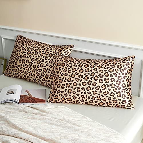 Glod Leopard Printed Pillow Cases, Standard Cheetah Satin Pillowcase by LCBD