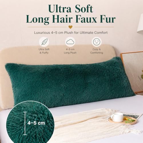 REAFORT PV Faux Fur Body Pillow Cover 21"x54", Hidden Zipper - Image 2