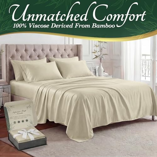 DECOLURE 100% Viscose Derived from Bamboo Sheets King Size, Luxury 6 Pc Set - Image 2