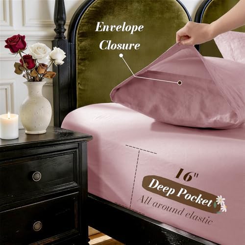 SONORO KATE 100% French Linen Cal King Size Sheets Set, Natural Flax Bedding - Image 6