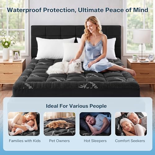 Waterproof Full Size Mattress Topper Viscose Derived from Bamboo, Extra Thick - Image 6
