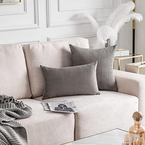 Home Brilliant 20 x 20 Pillow Covers Set of 2 Plush Corduroy Throw Pillow - Image 5