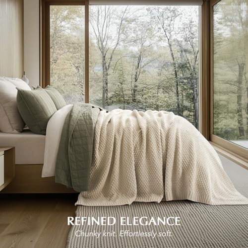 EVERGRACEHOME Chunky Chenille Knit Throw Blanket, 90 x 90 - Image 6