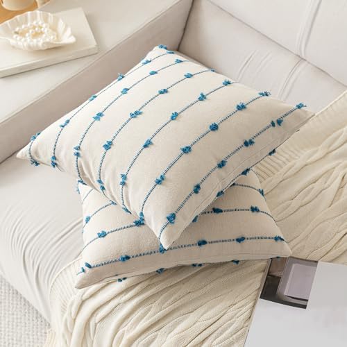 YEENAASY Boho Throw Pillow Covers 18x18 Set of 2 Farmhouse Pillow Cases - Image 2