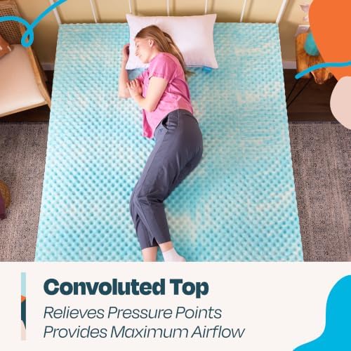 Linenspa 2 Inch Gel Memory Foam Mattress Topper – Egg Crate Style, Reversible - Image 3