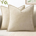 MIULEE Decorative Euro Sham Pillow Covers 24x24 Inch Beige 2 Pack by MIULEE