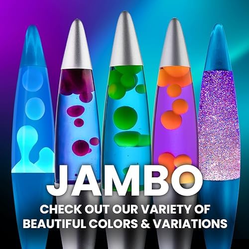 JAMBO 16" Beautiful Lamp- Purple with Yellow/Orange Wax, Relaxing Liquid Light, Night Light Nightlight, Home Decor Living Room Office Bedroom Lamp for Adults Teens Kids Magma Motion - Image 6