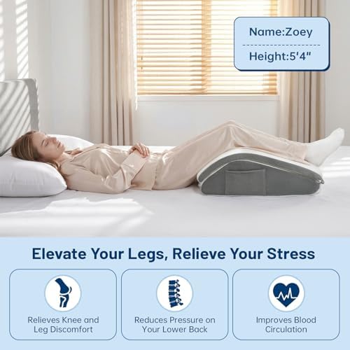Vekkia Knee Wedge Pillow for Back Sleeping, Dual-Layer Adjustable Leg Pillow - Image 3