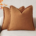 Foindtower Decorative Linen Fringe Throw Pillow Covers 24×24 Inch by Foindtower