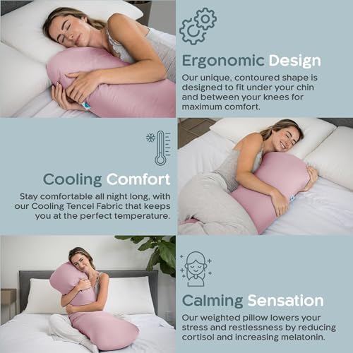 SleepCloud Weighted Body Pillow 8lbs, Cooling Tencel Cover, 48” x 14” XL - Image 4