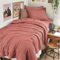 HYMOKEGE Coral Twin XL Comforter Set Seersucker 5 Pieces, All Season Luxury Bed by HYMOKEGE