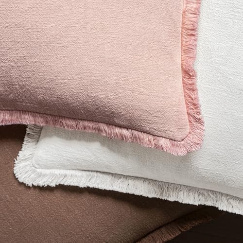 MIULEE Boho Linen Fringe Decorative Lumbar Throw Pillow Covers White 12x20 - Image 4