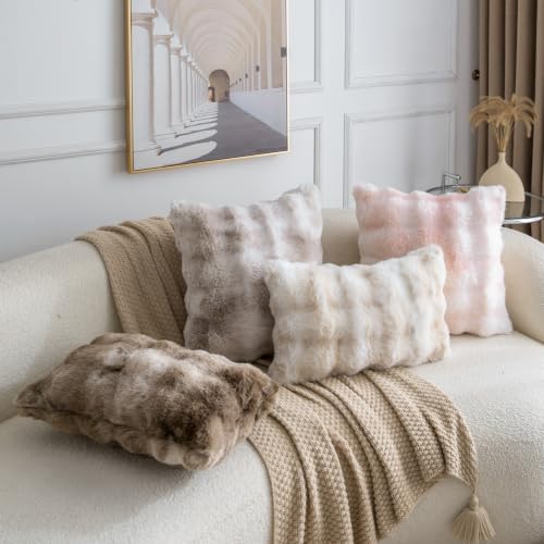 MADIZZ Pack of 2 Thick Plush Faux Wool Throw Pillow Covers Soft Boho Throw - Image 5