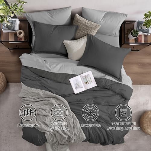 Monbix King Size Comforter Set 7 Pieces Dark Grey Bed in a Bag - Image 2