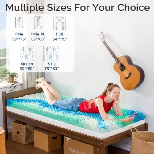 SOOSLEEPY Mattress Topper Twin XL College Dorm 2 Inch Memory Foam Egg Crate - Image 6