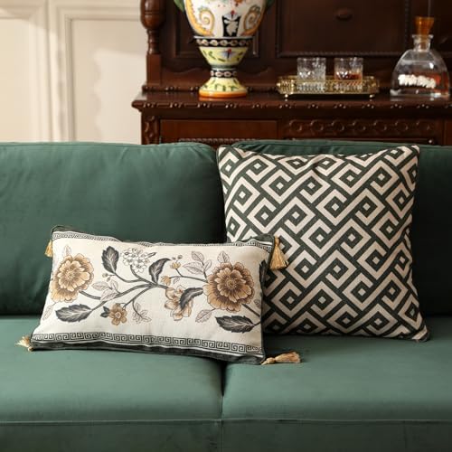 ISAENNE Vintage Linen Rectangle Throw Pillow Cover - Image 6